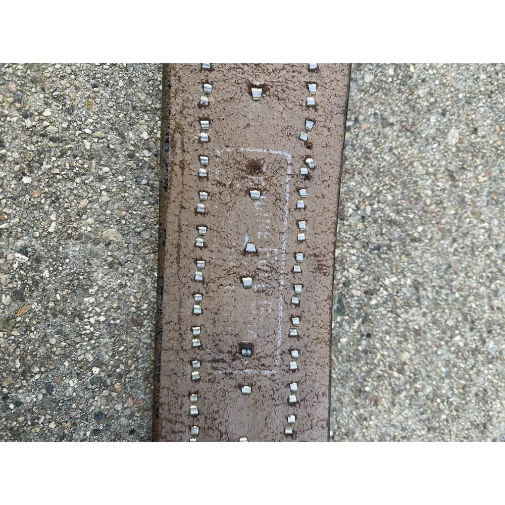 Vintage 40s 50s Studded Jeweled Rockabilly Belt Two-Prong Buckle Leather Black